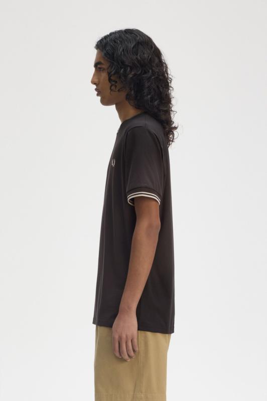 Camiseta con ribete con dos franjas PARA HOMBRE FRED PERRY