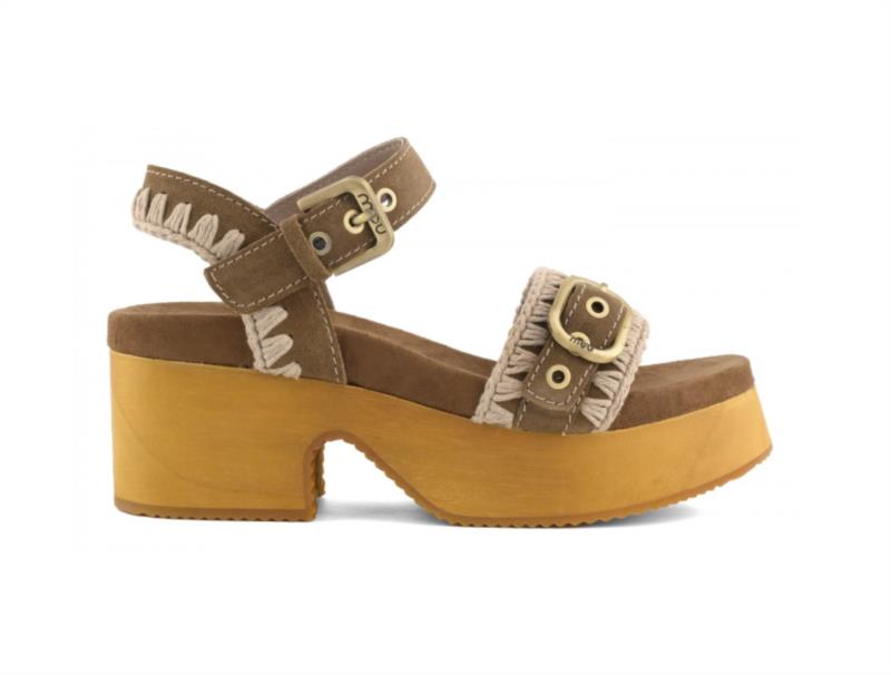 SANDALIA HIGH HEEL WOOD CLOG BUCKLE