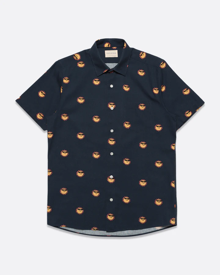 Classic Short Sleeve Shirt - Navy Sunny Print