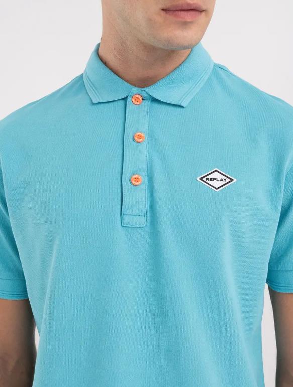 POLO PARA HOMBRE REPLAY AZUL TURQUESA