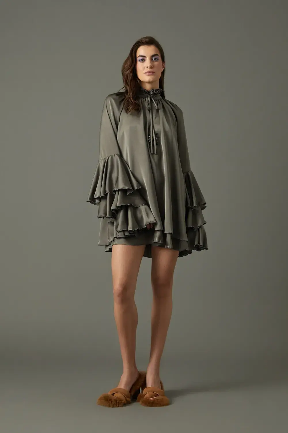 TETE BY ODETTE VESTIDO VOLANTES PLATA