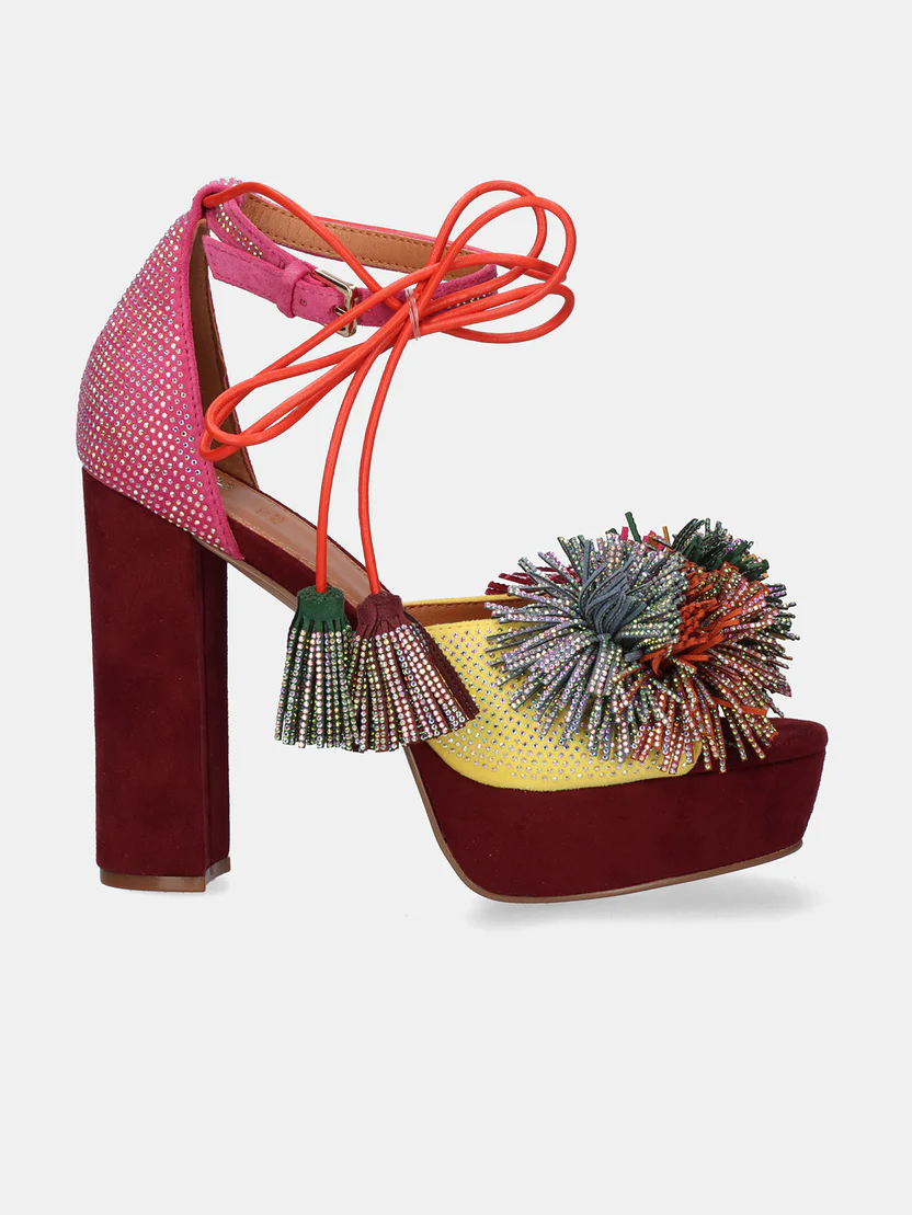 SANDALIA OPHELIA-925 TELA ROSA AMARILLO 6767