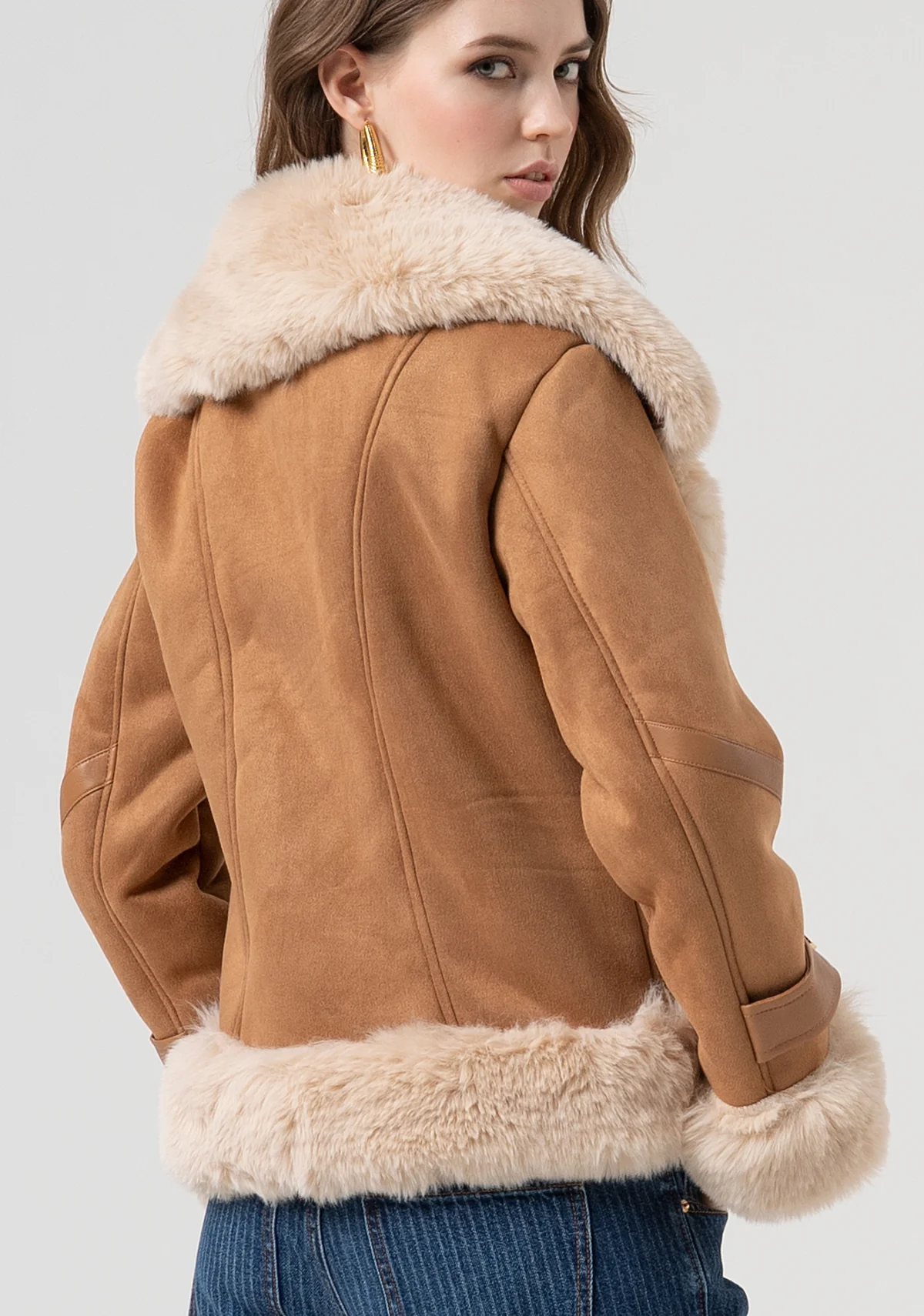 Chaqueta biker de corte regular con abertura central