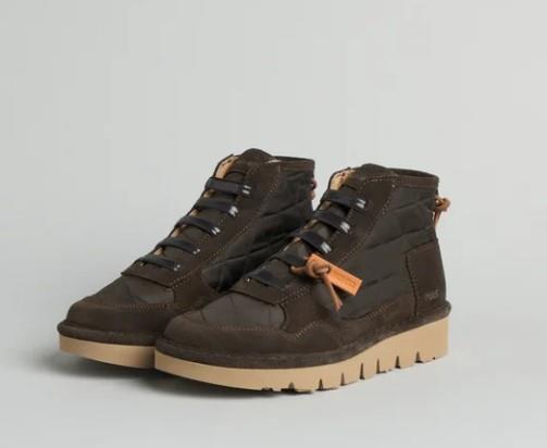 ZAPATO ABOTINADO MUJER P005 WAVE EN NAILON PESPUNTEADO Y ANTE FORRADO EN PIEL ECOLÓGICA CAFÉ