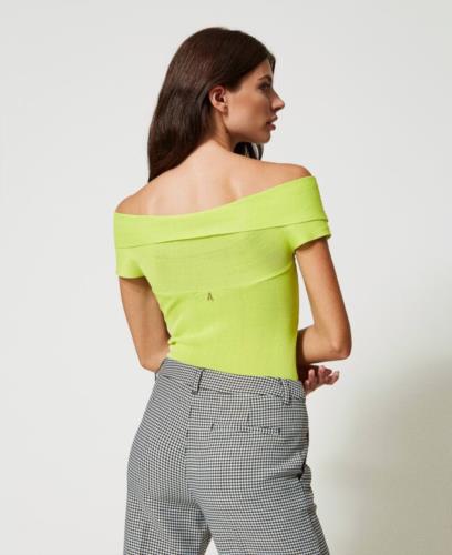 TOP DE PUNTO TWINSET CON NUDO Y DRAPEADO LIME GREEN