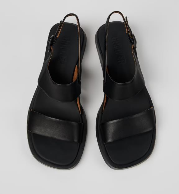 Sandalias CAMPER DANA de piel negra para mujer.