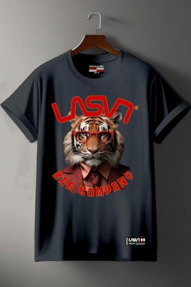 Camiseta de hombre LaSaL BAD TIGER negro desgastado