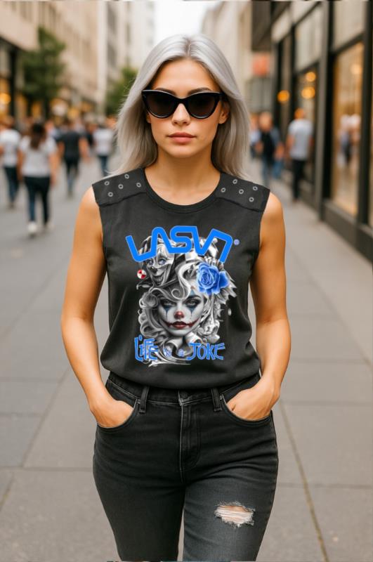 Camiseta de mujer LaSaL JOKE negro desgastado