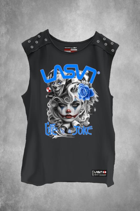 Camiseta de mujer LaSaL JOKE negro desgastado