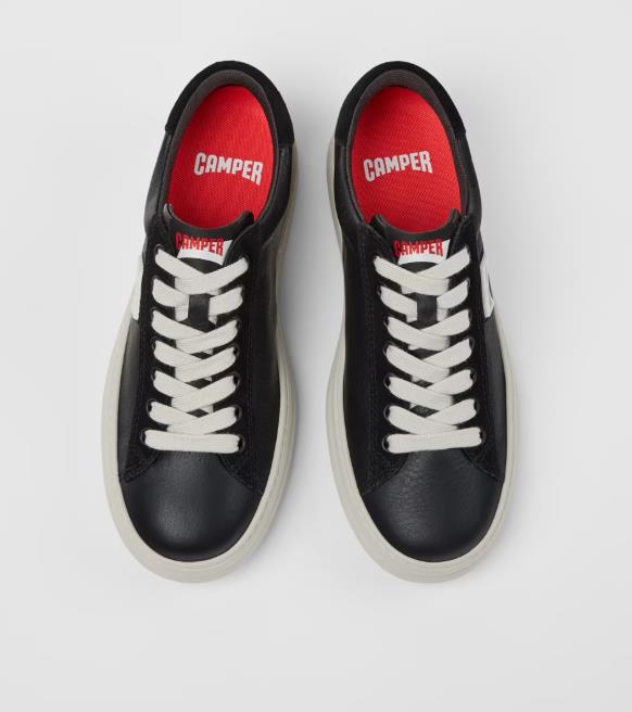 Sneakers CAMPER de piel y nobuk negras para mujer.