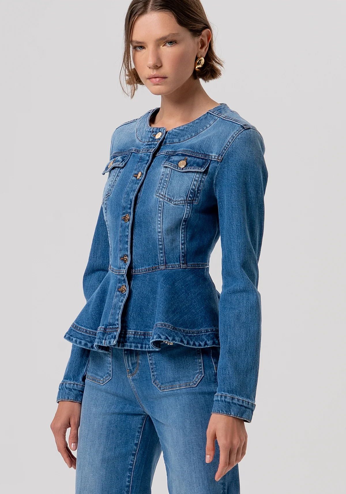 DENIM CHANEL JACKET FRACOMINA STONEBLEACHED