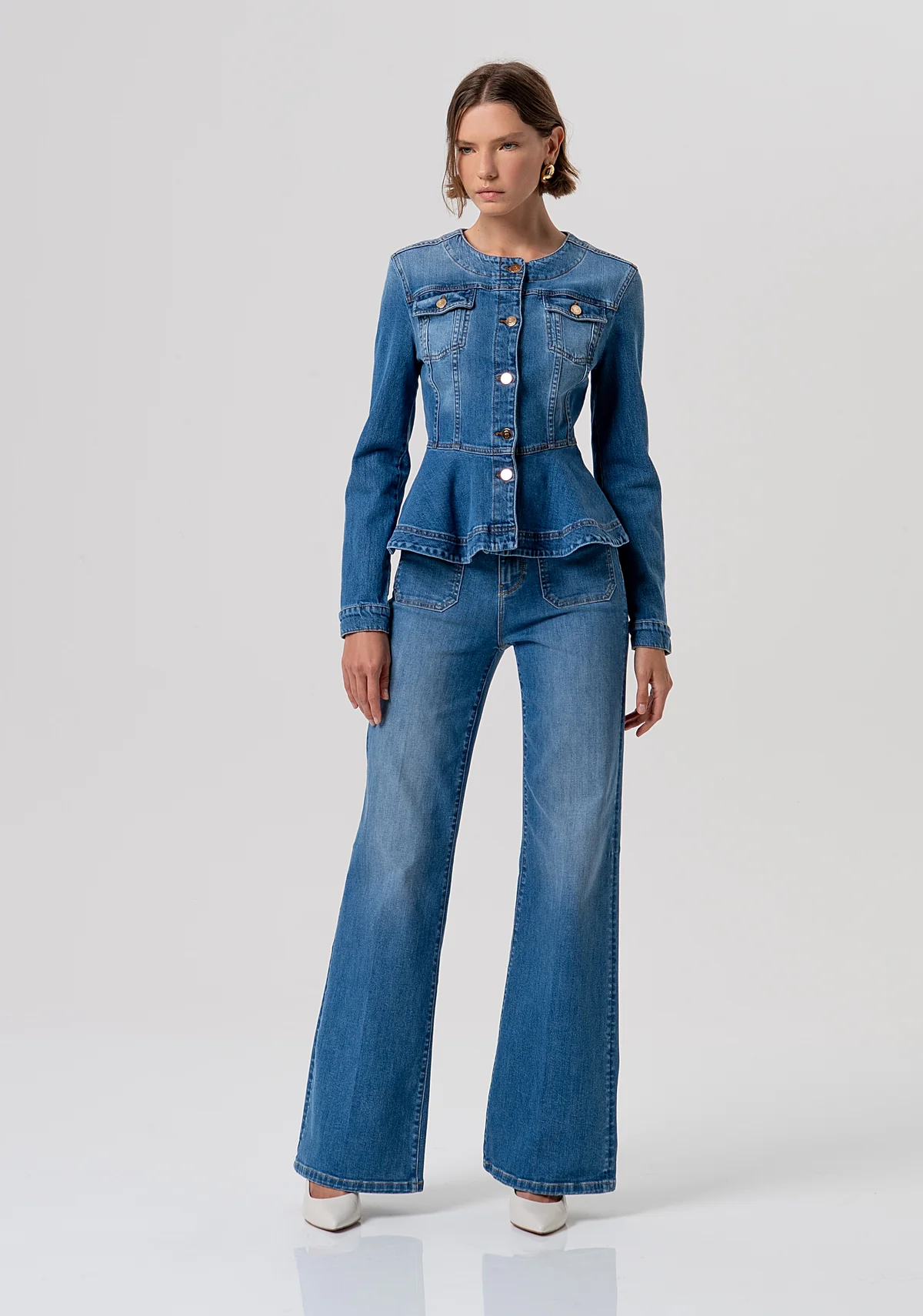 DENIM CHANEL JACKET FRACOMINA STONEBLEACHED