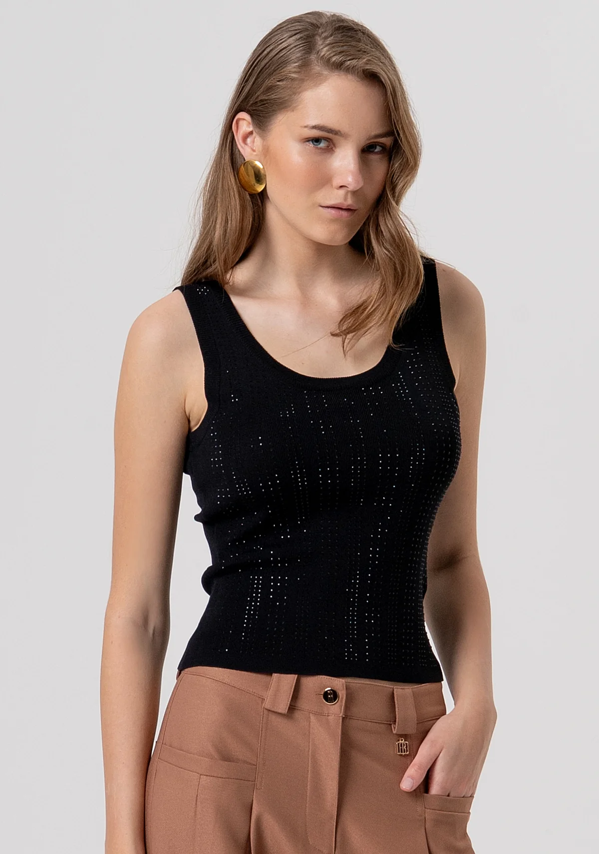 Camiseta Fracomina de punto de corte entallado Black