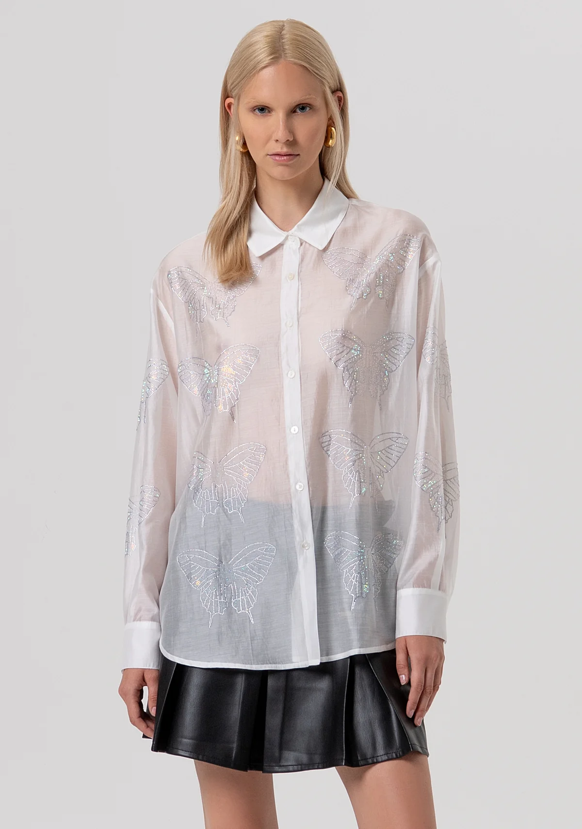Camisa Fracomina EMBELLISHED OVERSIZE CREAM