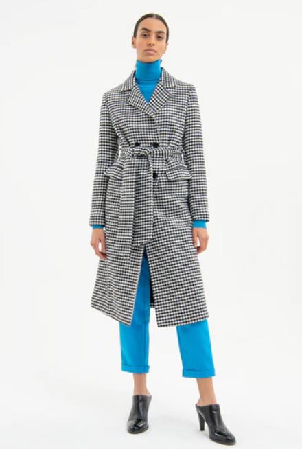 ABIRGO PARA MUJER FRACOMINA LONG COAT BLACK WHITE
