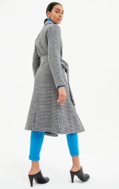 ABIRGO PARA MUJER FRACOMINA LONG COAT BLACK WHITE