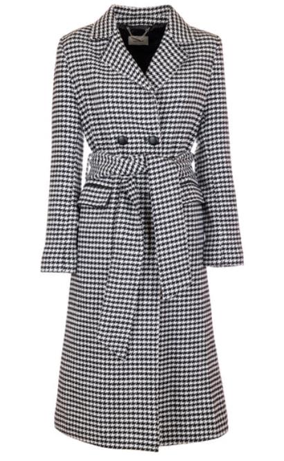 ABIRGO PARA MUJER FRACOMINA LONG COAT BLACK WHITE