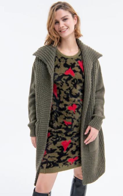 CHAQUETA FRACOMINA LONG CARDIGAN OLIVE