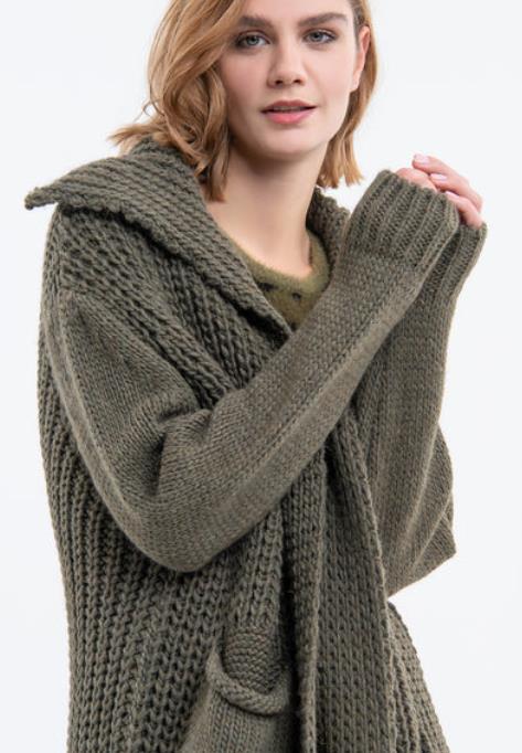 CHAQUETA FRACOMINA LONG CARDIGAN OLIVE