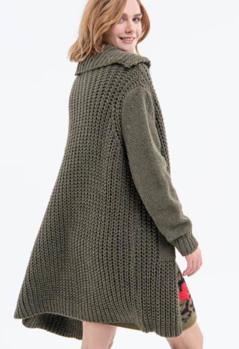 CHAQUETA FRACOMINA LONG CARDIGAN OLIVE