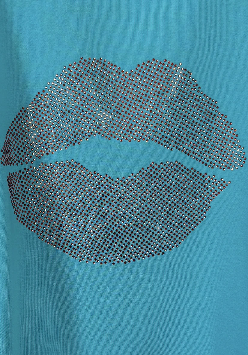 Sudadera Cuello redondo ancho Roundneck Kiss Amore – turquoise