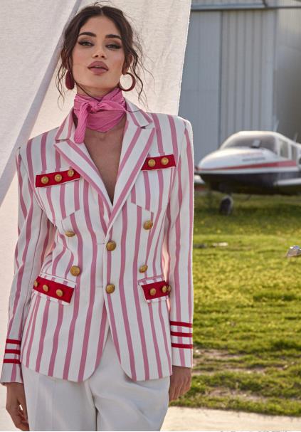 CHAQUETA  LE CRUEL RAYAS ROSA 5306