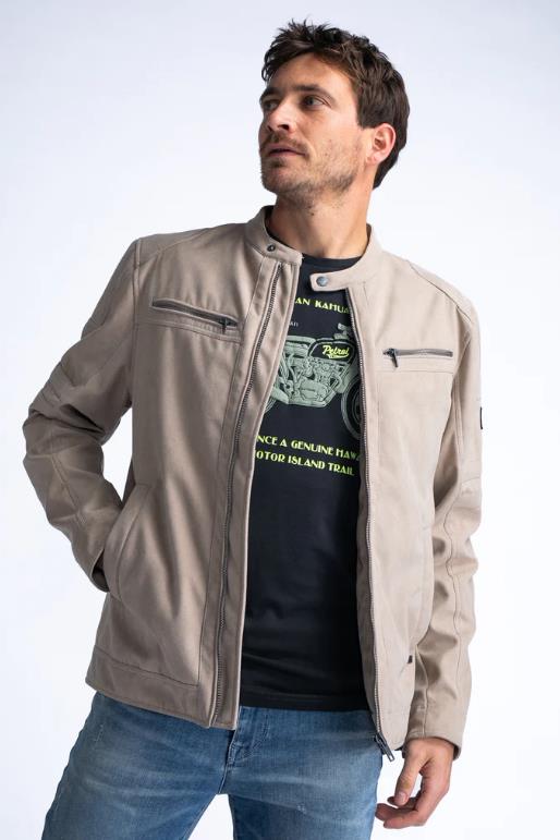 CHAQUETA PARA HOMBRE PETROL PU BIKER JACKET AQUAROAM