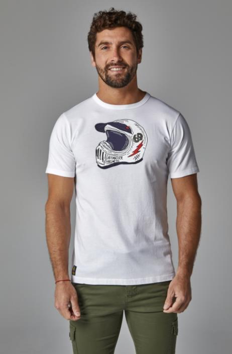 CAMISETA PARA HOMBRE BLANCO ALTONADOCK SERIGRAFIA CASCO VERDE