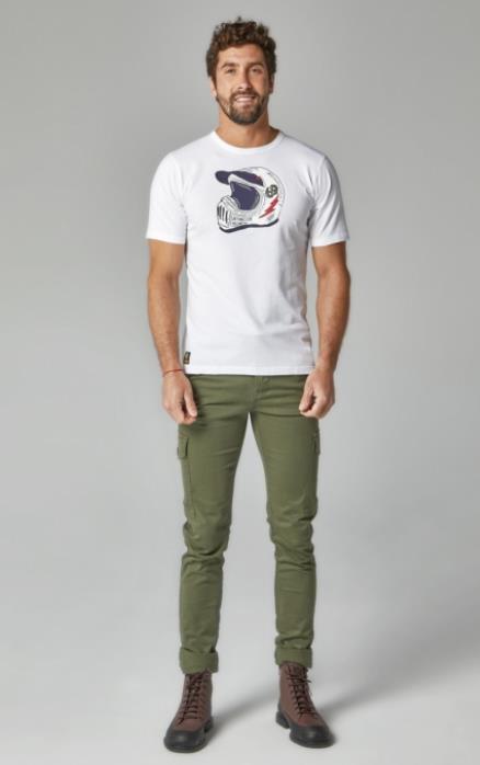 CAMISETA PARA HOMBRE BLANCO ALTONADOCK SERIGRAFIA CASCO VERDE