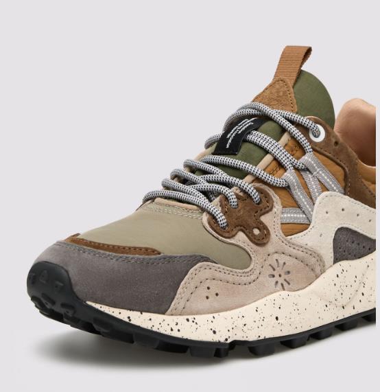 YAMANO 3 MAN Suede and technical fabric sneakers - Dark grey