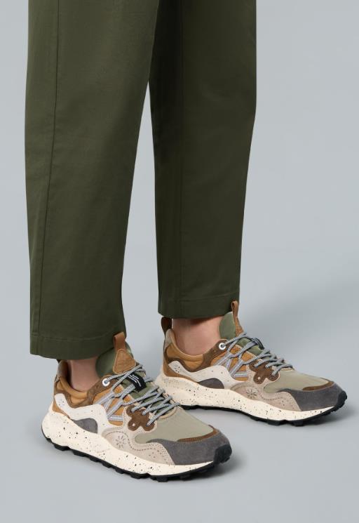 YAMANO 3 MAN Suede and technical fabric sneakers - Dark grey