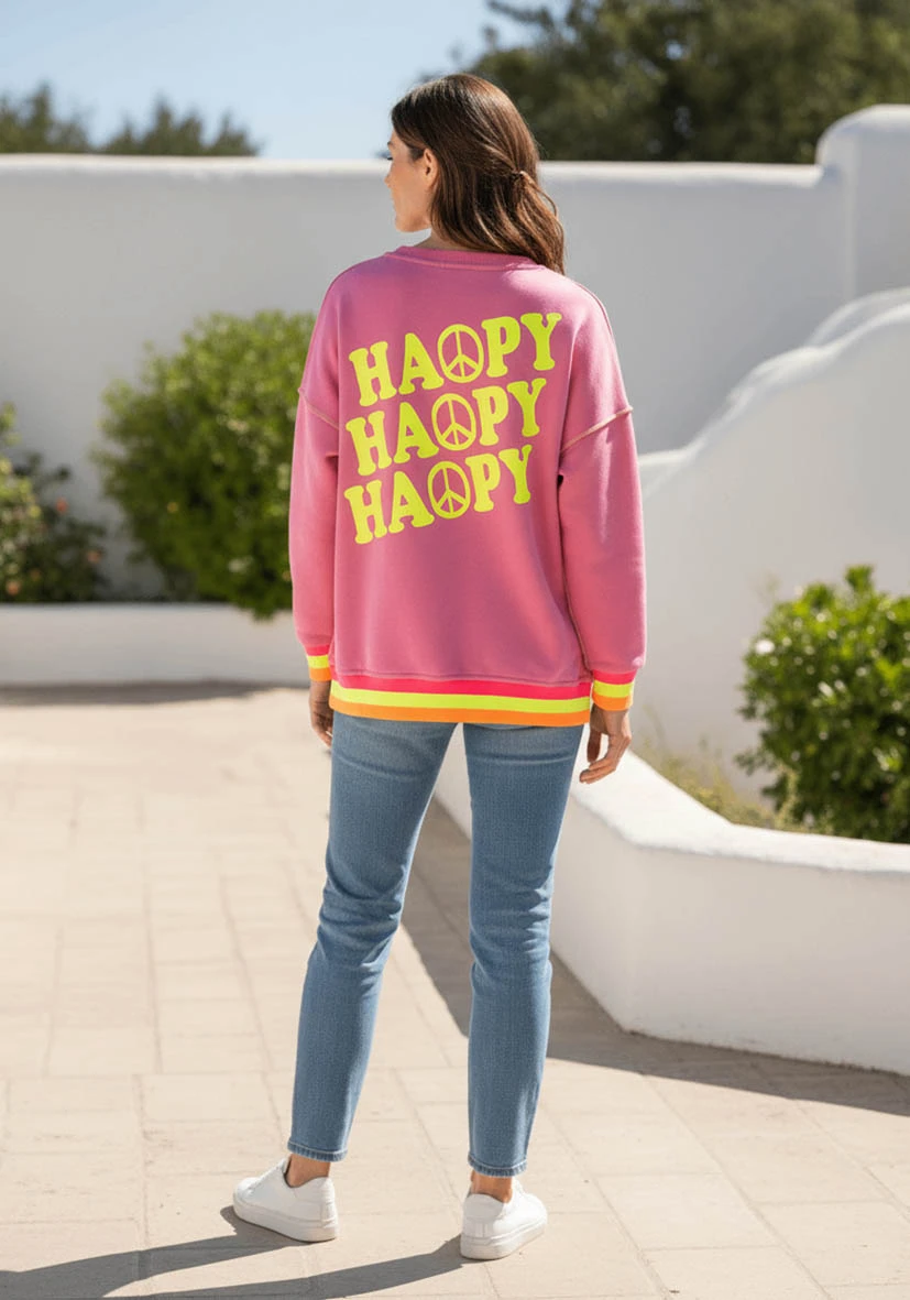 V Neck Happy Peace flash rose