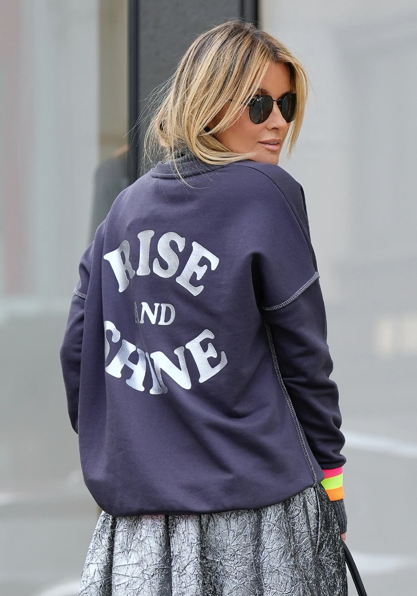 V Neck Rise and Shine anthracite