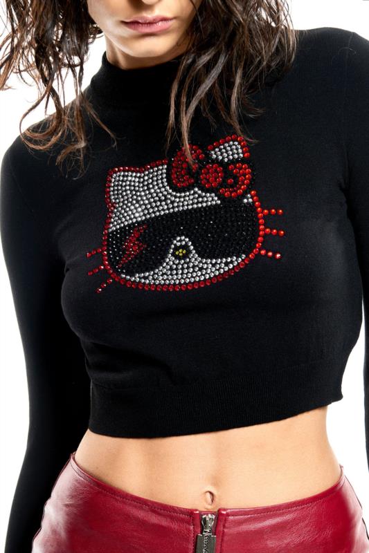 TOP ANIYE BY CROP TOP BLACK KITTY