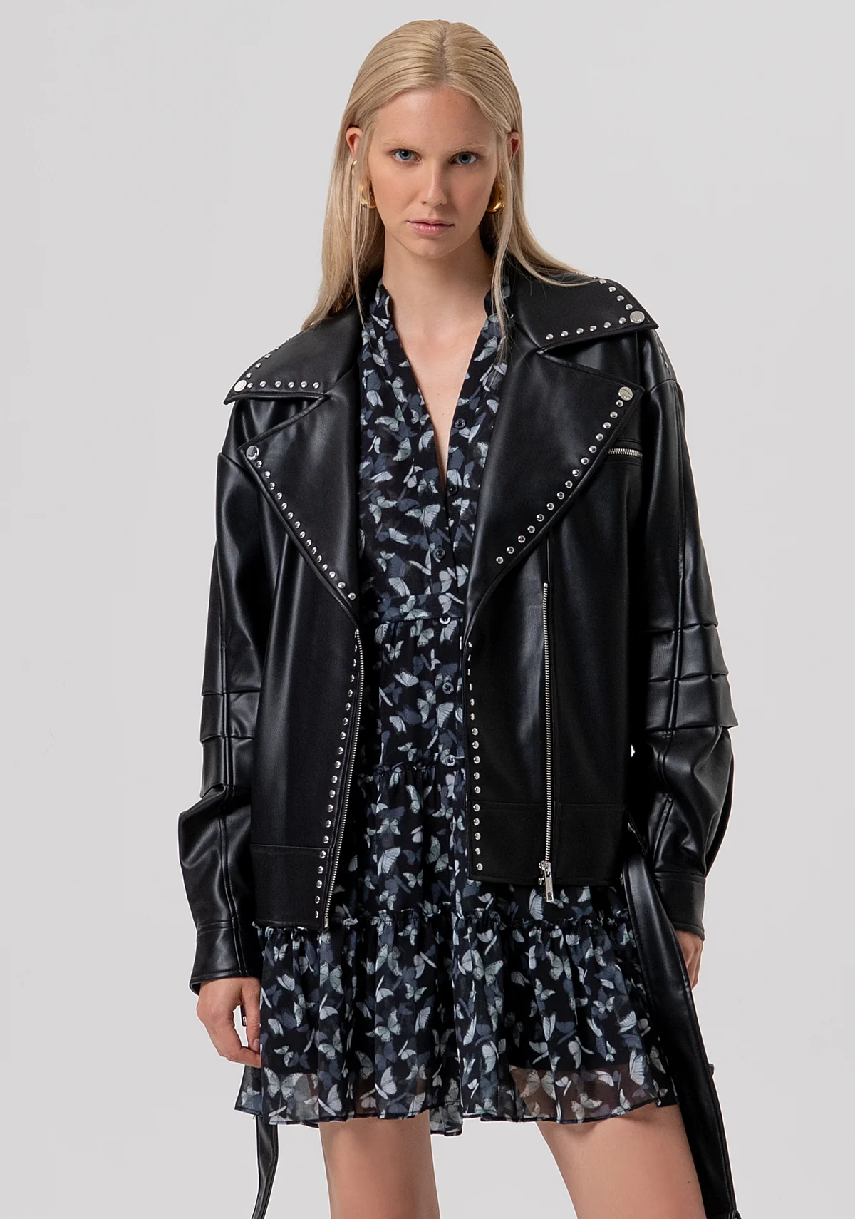 OVER SHORT BIKER JACKET BLACK