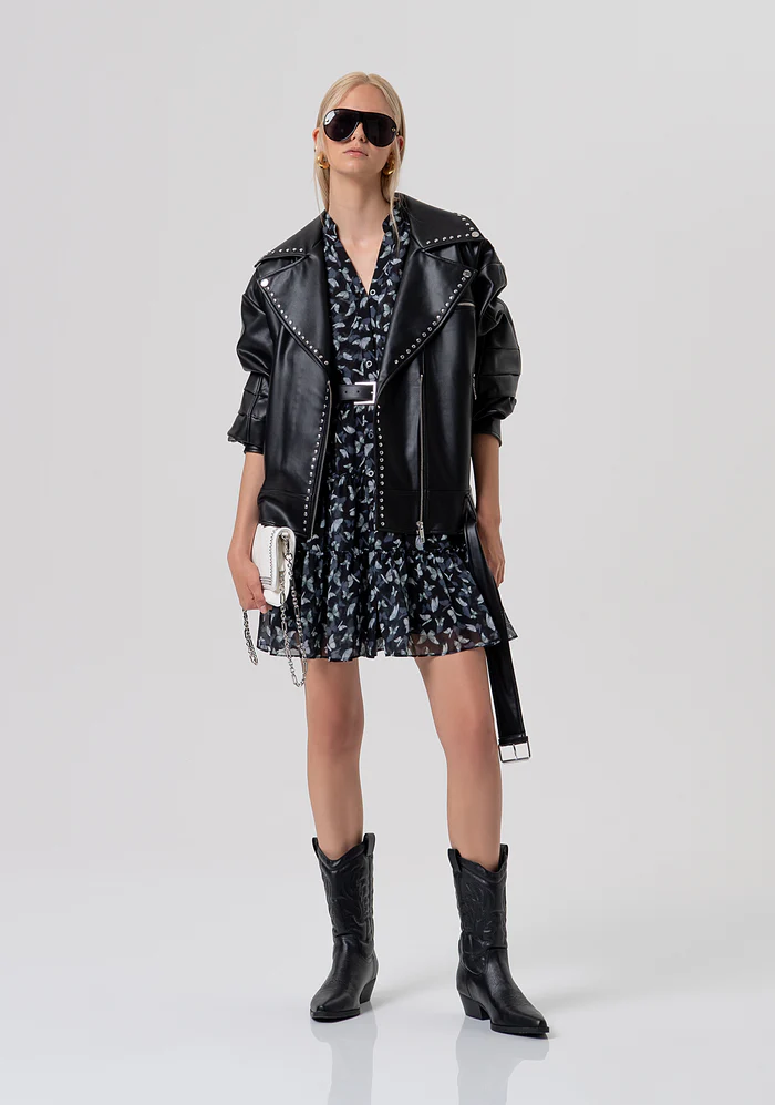 OVER SHORT BIKER JACKET BLACK