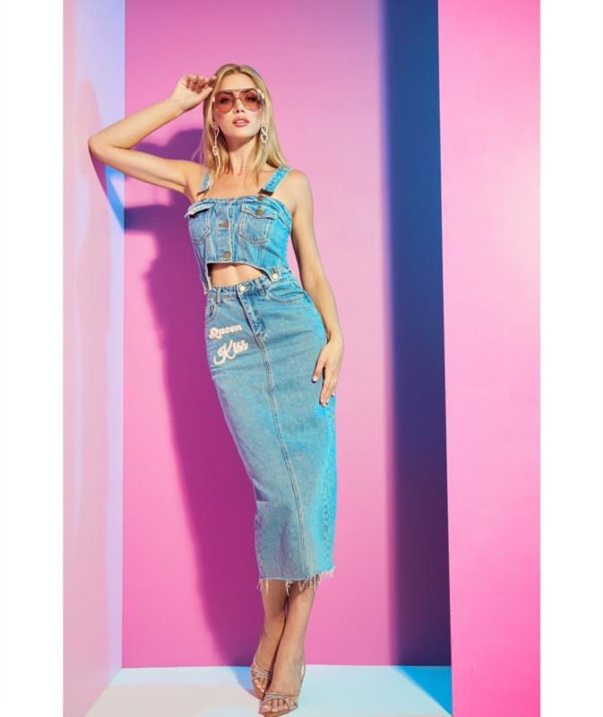 FALDA LE CRUEL LARGA DENIM CON TOP