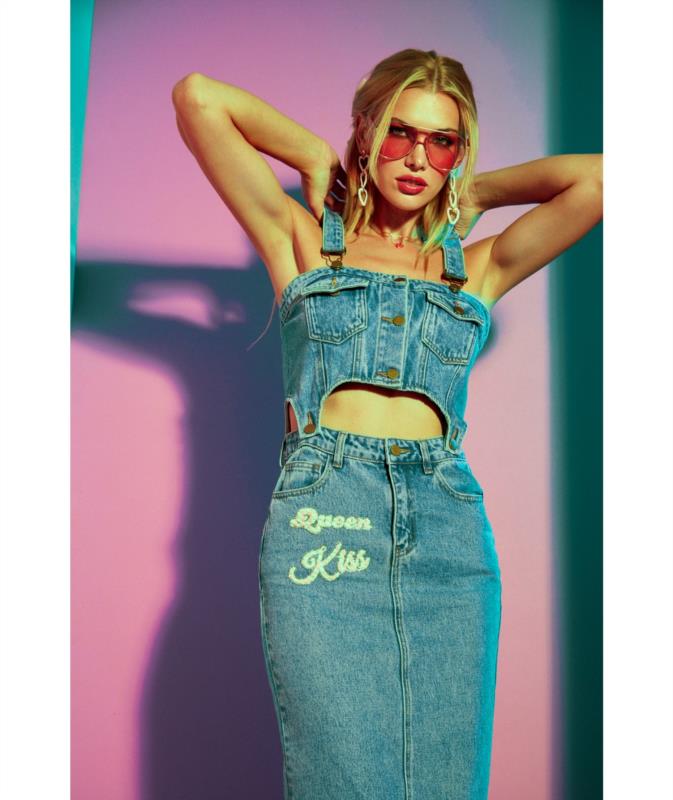 FALDA LE CRUEL LARGA DENIM CON TOP