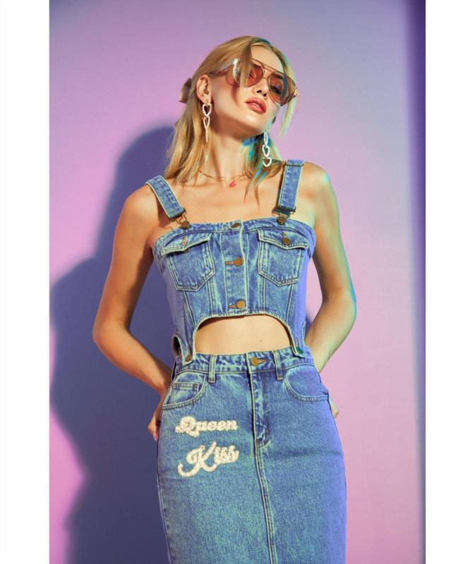 FALDA LE CRUEL LARGA DENIM CON TOP