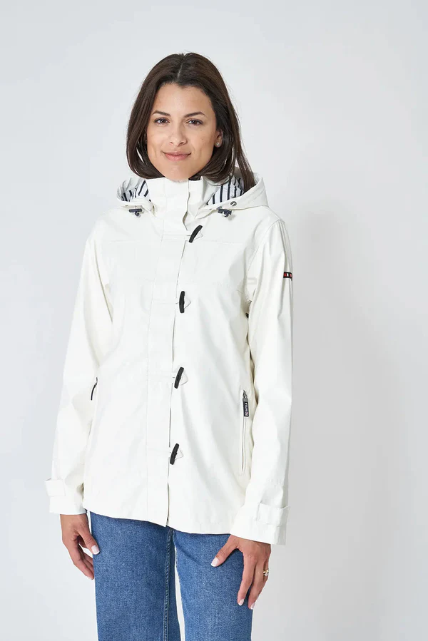 Chubasquero impermeable clásico con forro a rayas WHITE