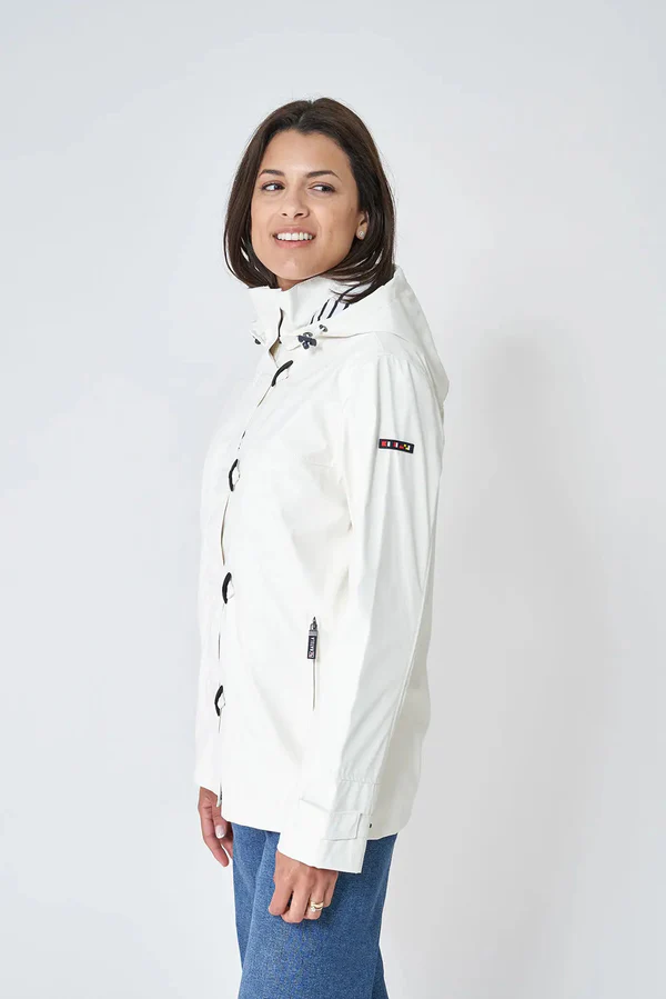 Chubasquero impermeable clásico con forro a rayas WHITE