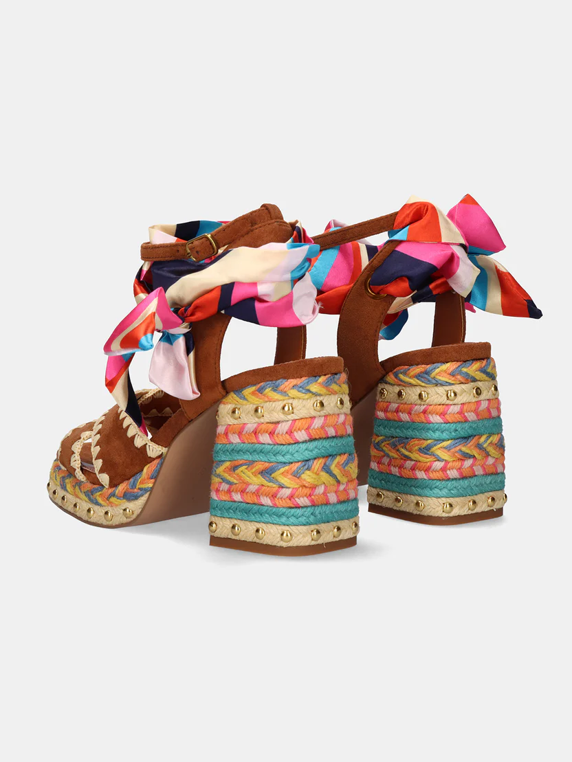 SANDALIA HAVANA-448 CUERDA MARRÓN MULTICOLOR
