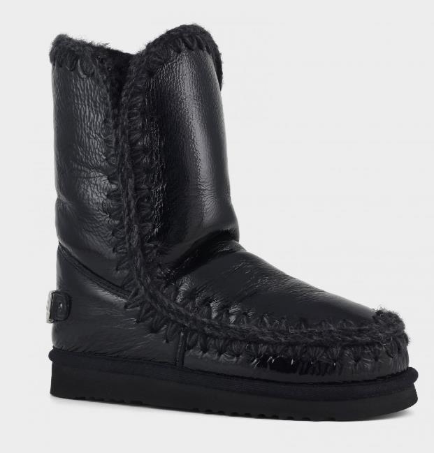 BOTA PARA MUJER MOU ESKIMO 24 RHINESTONES LOGO PATENT BLACK