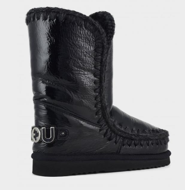 BOTA PARA MUJER MOU ESKIMO 24 RHINESTONES LOGO PATENT BLACK