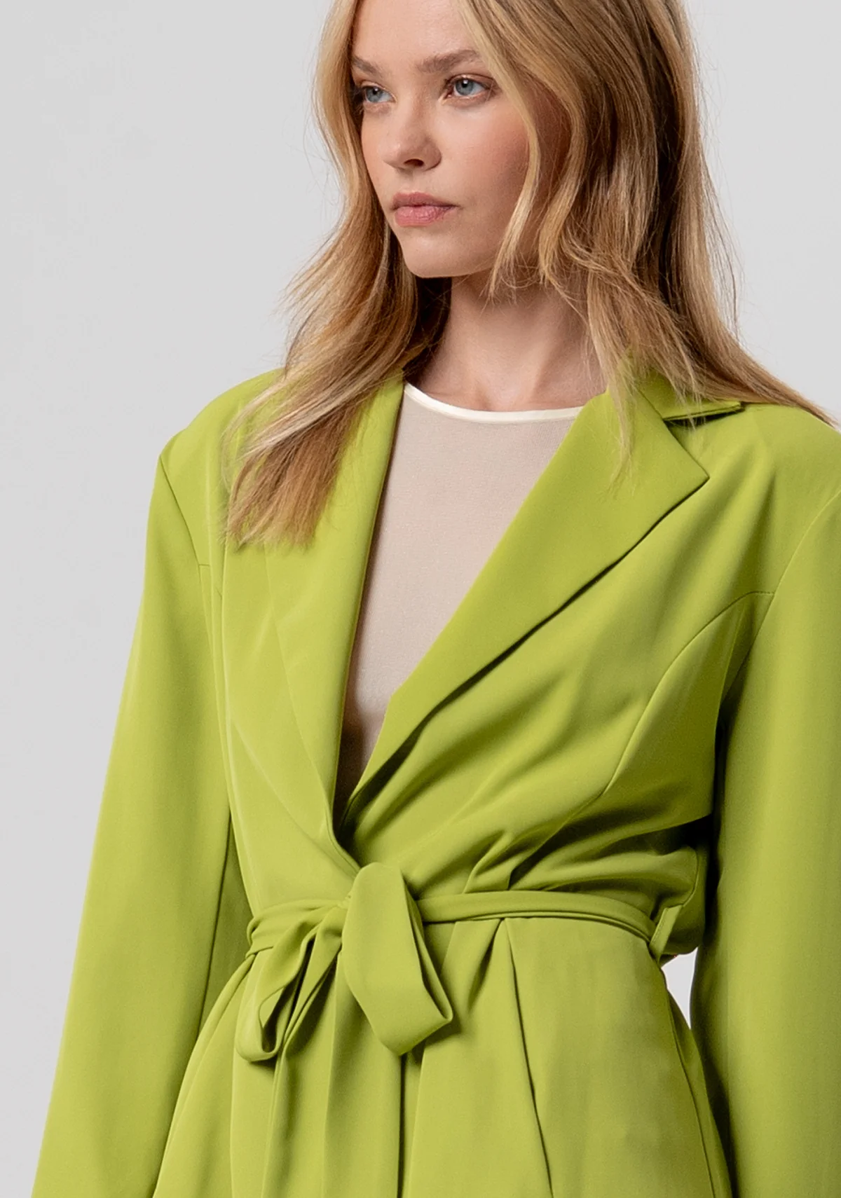 Chaqueta Fracomina Long Tailor With Belt Olive