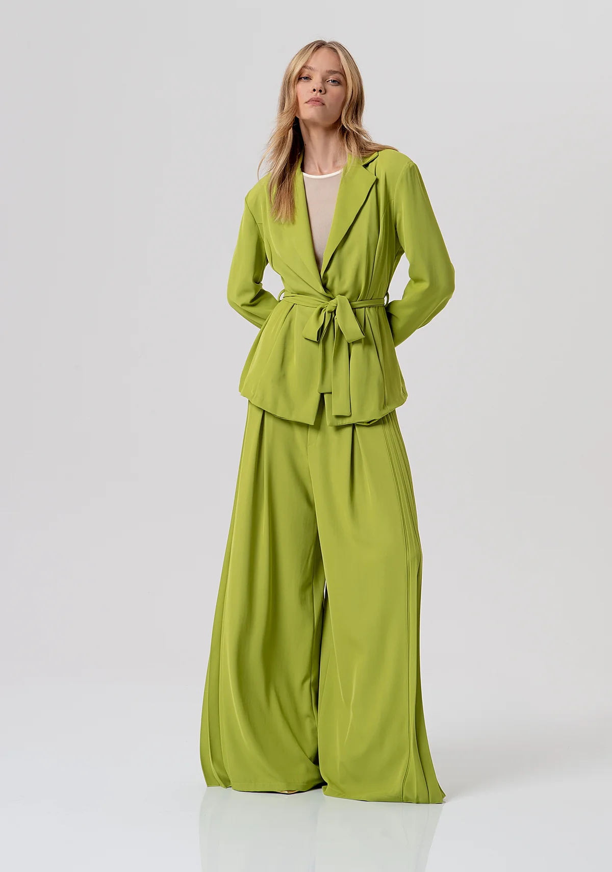 Chaqueta Fracomina Long Tailor With Belt Olive