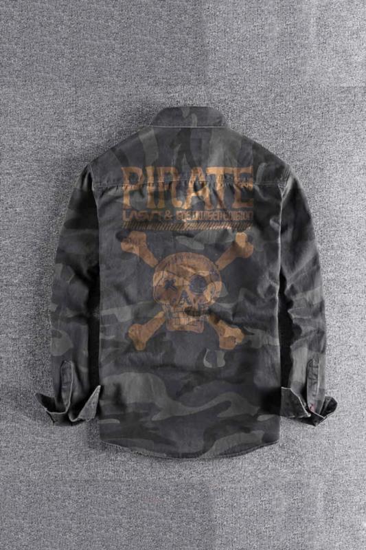 SOBRECAMISA DE HOMBRE LASAL SKULL CAMUFLAJE OSCURO
