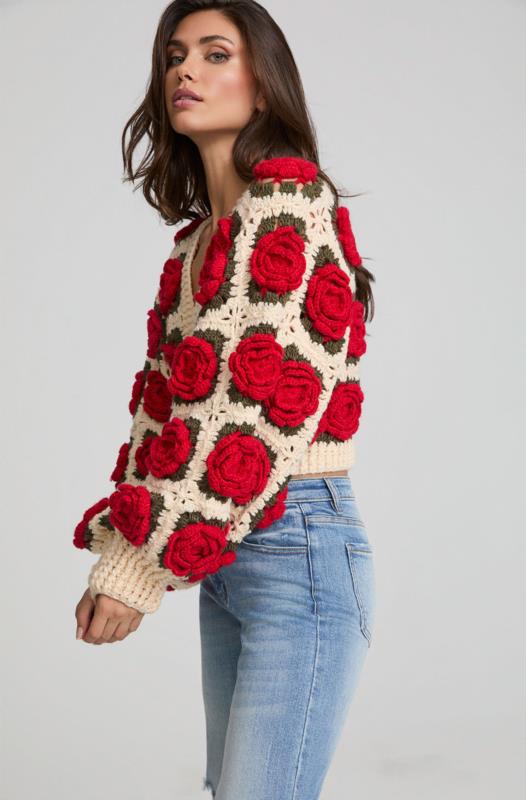 RED ROSES CROCHET CARDIGAN BY FETICHE SUANCES