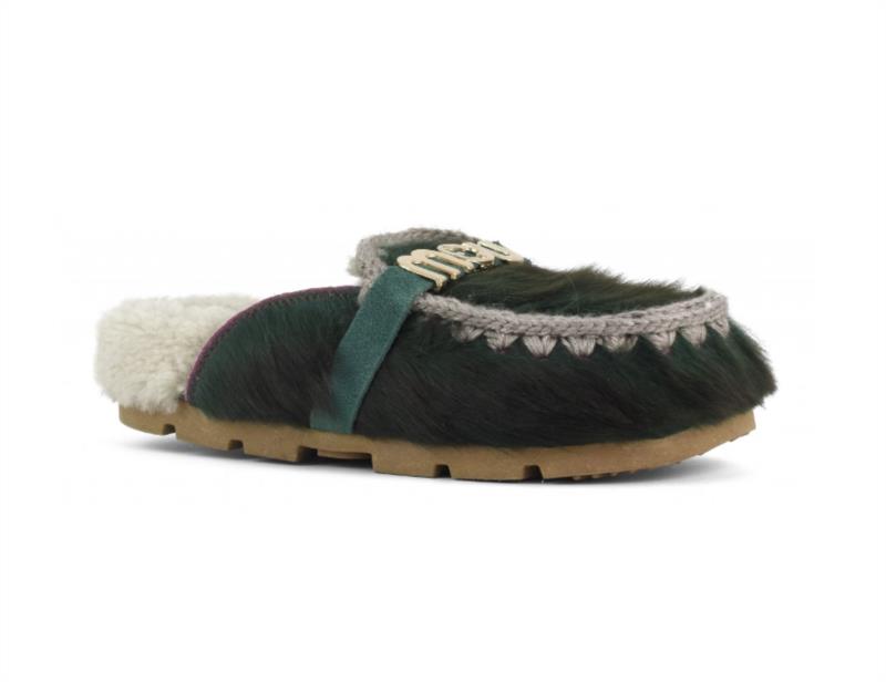 Zueco Mujer Mou Winter Bio Lg Hair Pony&Logo Green