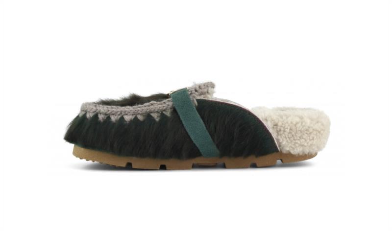 Zueco Mujer Mou Winter Bio Lg Hair Pony&Logo Green